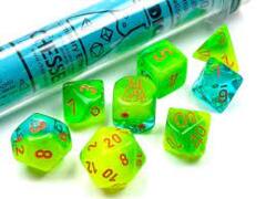 CHX30048 - Polyhedral 7-Die Set - LAB DICE - GEMINI PLASMA GREAN TEAL/ORANGE LUMINARY
